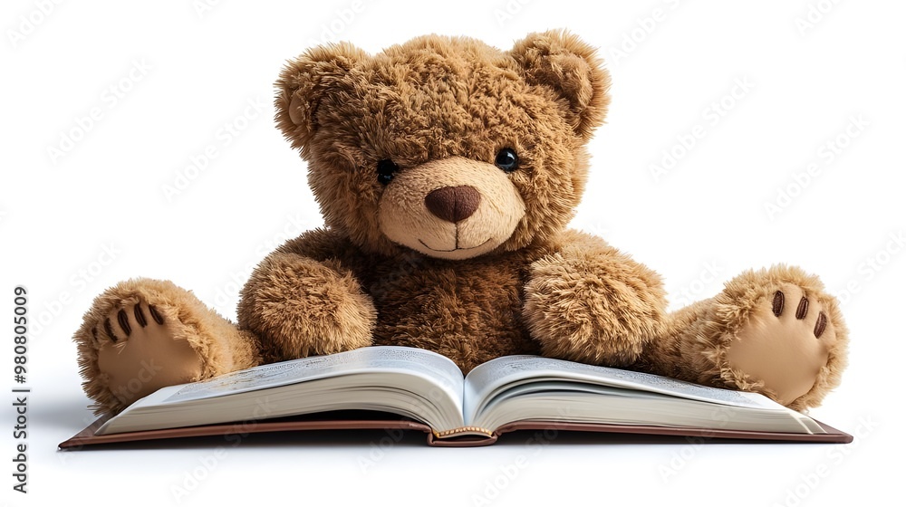 a teddy bear sitting on a book
a teddy bear sitting on a book
