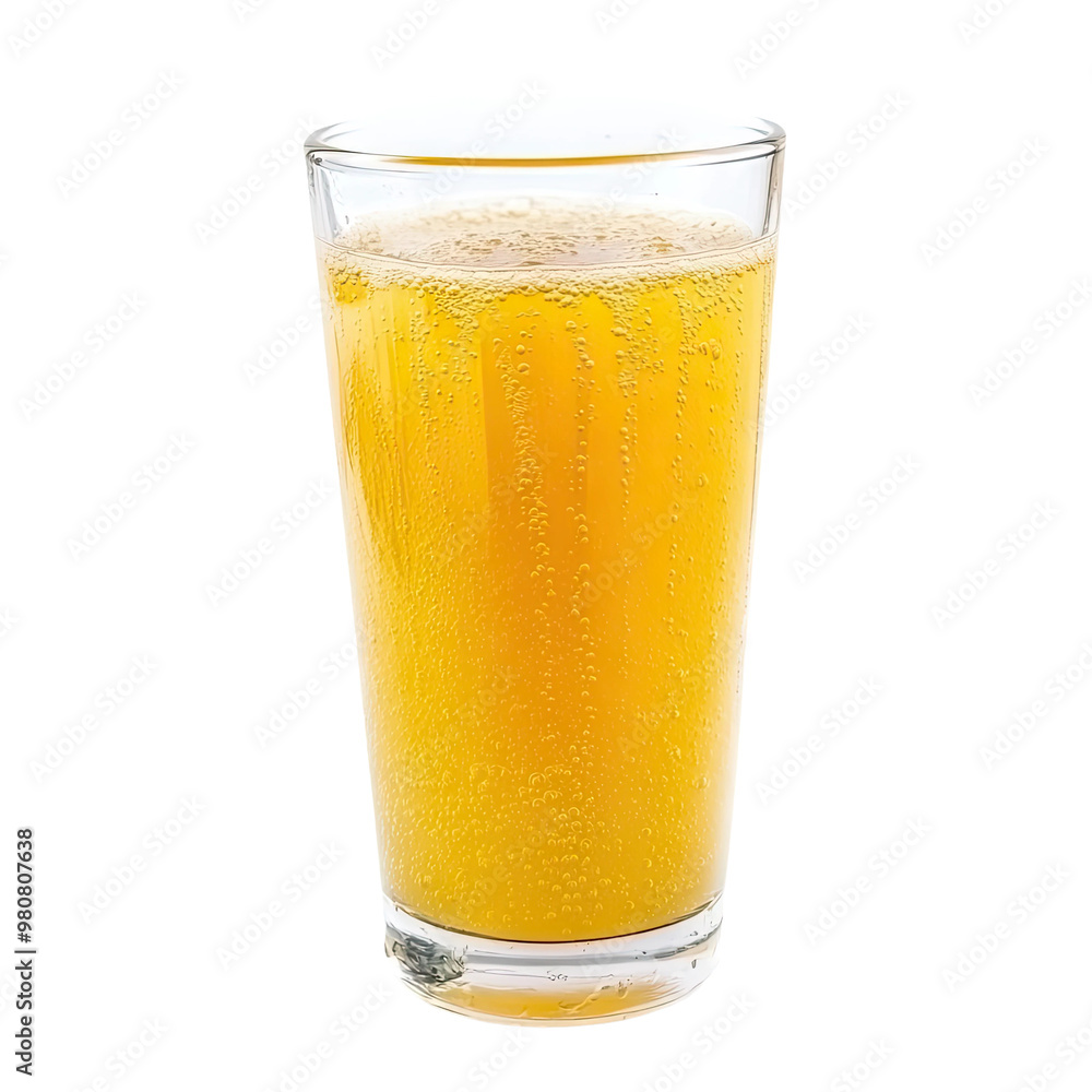 A glass of bubbly yellow drink. A glass of bubbly yellow drink.
