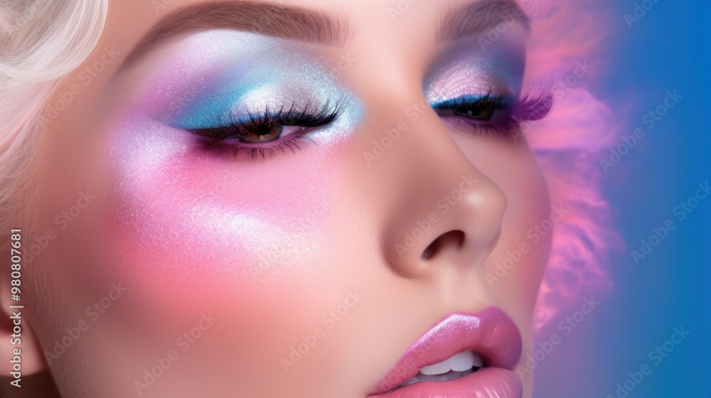 Glamorous Eye Makeup with Pink and Blue Tones Glamorous Eye Makeup with Pink and Blue Tones
