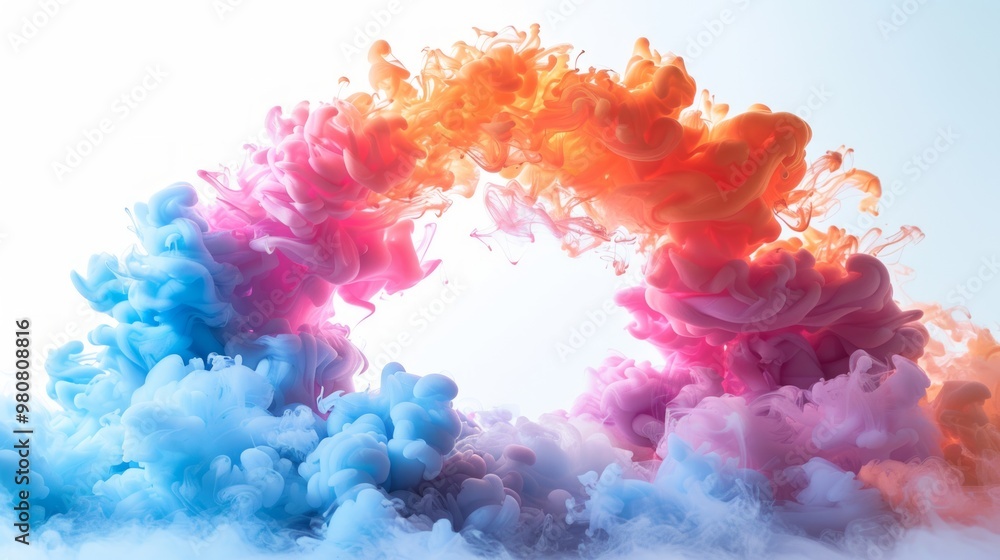 Vibrant colorful smoke waves curling together in a mesmerizing display creating an abstract natural art form Vibrant colorful smoke waves curling together in a mesmerizing display creating an abstract natural art form