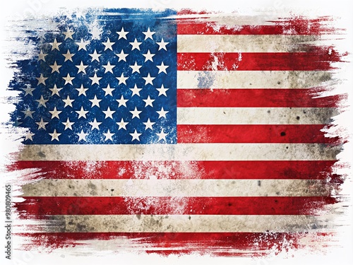 Patriotic abstract grunge brushed American flag backdrop with bold distressed typography honoring brave veterans, perfect for horizontal banners celebrating USA Veterans Day. photo