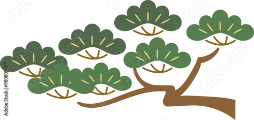 Traditional Japanese vintage pine leaves
