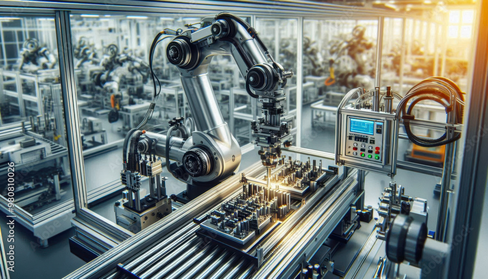 Fototapeta premium industrial machines operating in a modern factory