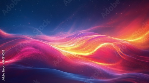 Colorful wisps of abstract smoke blend harmoniously in a gentle gradient during sunset hours