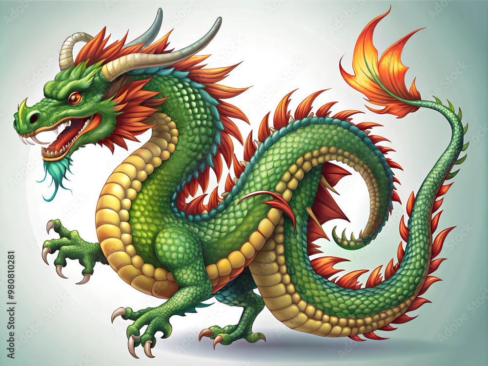Obraz premium chinese dragon on white