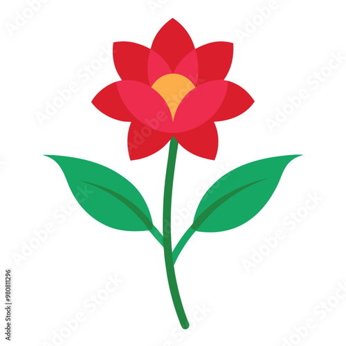 Adoa drawing of a flower with a red flower on ite Illustrator Artwork