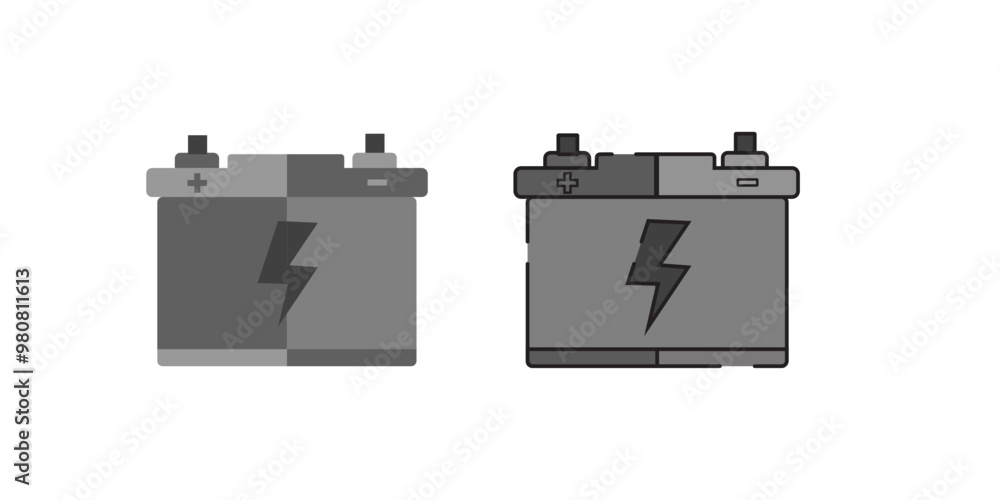 Auto battery icon. Car accumulator icons collection. Car battery vector icons Auto battery icon. Car accumulator icons collection. Car battery vector icons