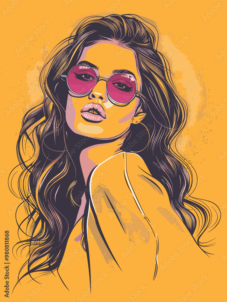 Beautiful Woman in Sunglasses. Fashion girl. Vector Illustration for printing on a T-shirt. Beautiful Woman in Sunglasses. Fashion girl. Vector Illustration for printing on a T-shirt.