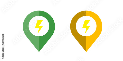 Charge station map pointer location isolated icon, electric vehicle charging station location vector icon with editable stroke