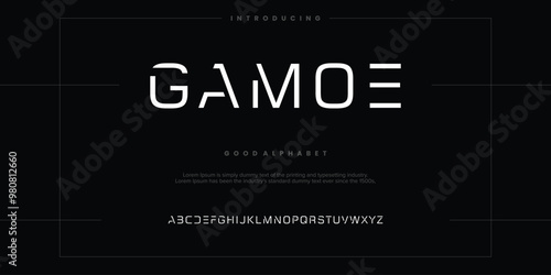 Modern abstract digital alphabet font. Minimal technology typography, Creative urban sport fashion futuristic font and with numbers. vector illustration