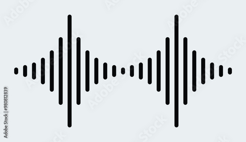 Sound wave icon with editable line design stock illustration