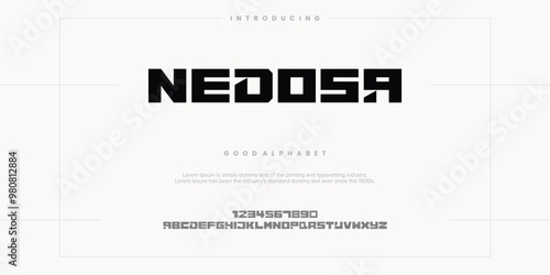 Modern abstract digital alphabet font. Minimal technology typography, Creative urban sport fashion futuristic font and with numbers. vector illustration