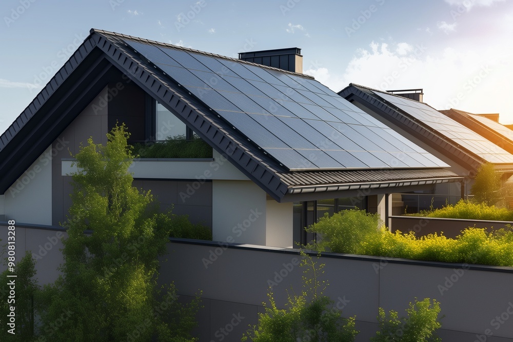Solar panels on the roof of a house Solar panels on the roof of a house