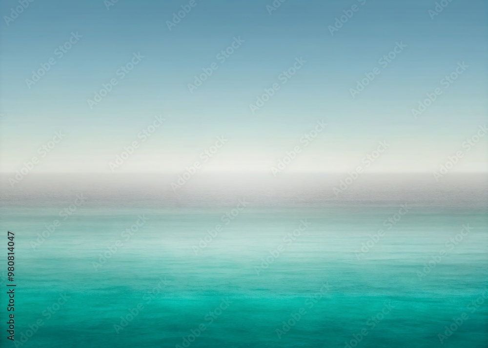 Fototapeta premium Softly blended sea green, grey, and blue hues create a calming ombre background with subtle gradient texture, providing ample copy space for creative designs.
