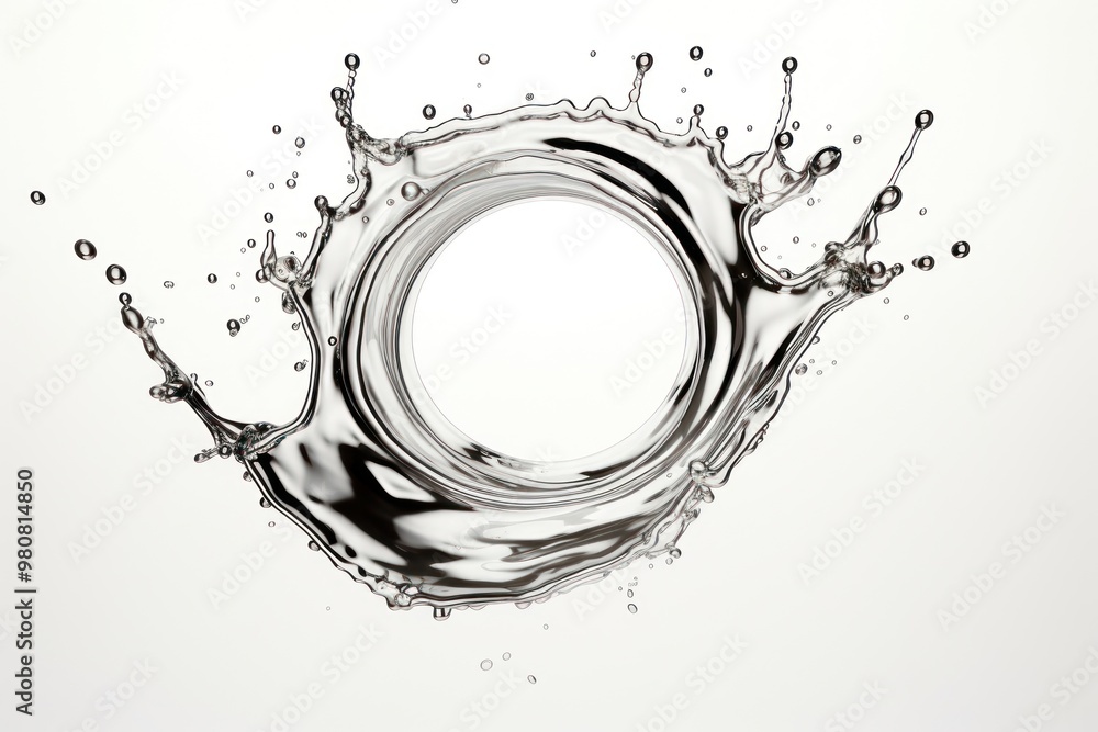 Fototapeta premium Chrome liquid splash effect circle water art.