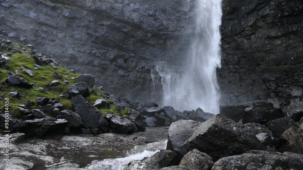 Mountain waterfall. Mountain river. A huge waterfall. Mountain waterfall. Mountain river. A huge waterfall.