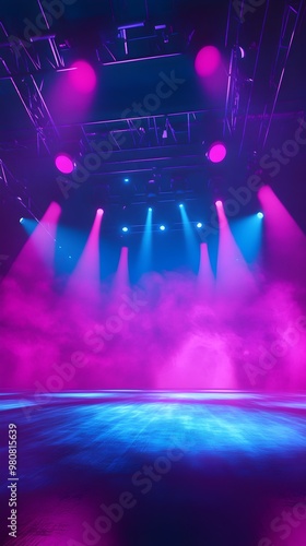 Minimalist digital stage with a blue light-filled atmosphere image 