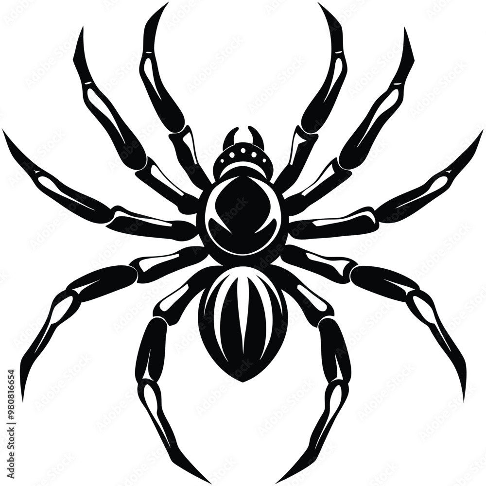 Ada black spider with a white background that says' spider' on itobe Illustrator Artwork Ada black spider with a white background that says' spider' on itobe Illustrator Artwork