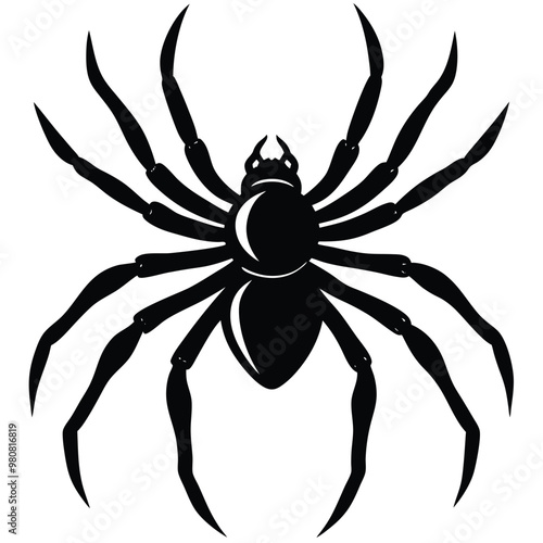 Ada black spider with a white background that says' spider' on itobe Illustrator Artwork