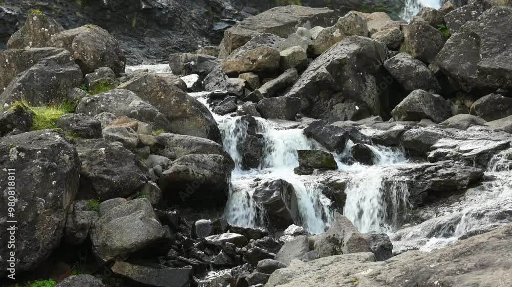 Mountain waterfall. Mountain river. A huge waterfall. Mountain waterfall. Mountain river. A huge waterfall.