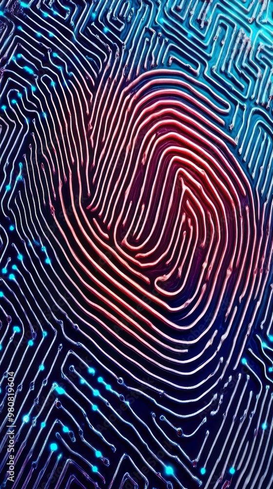 A digital fingerprint made of circuit lines smartphone wallpaper A digital fingerprint made of circuit lines smartphone wallpaper
