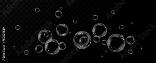 Realistic soap bubbles.Flying bubbles on a transparent background.	