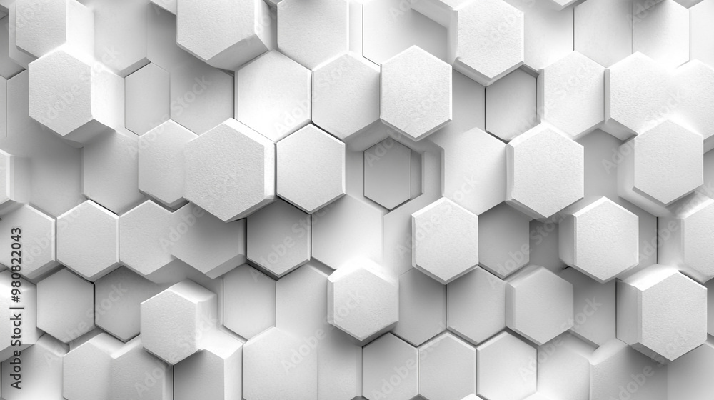 Fototapeta premium A modern abstract design featuring interlocking hexagons in a sleek white pattern, perfect for backgrounds and textures.