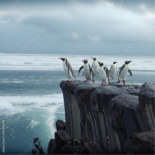 penguins jumping into the sea