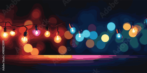 Mesmerizing array of colorful string lights against softly blurred background, creating warm and inviting atmosphere for evening gatherings and celebrations