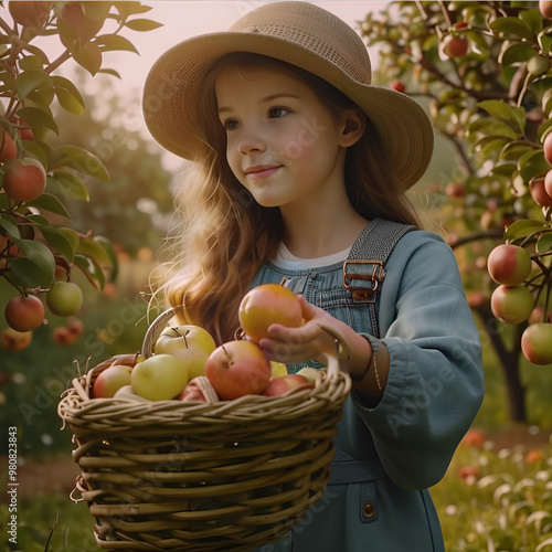girl with apples