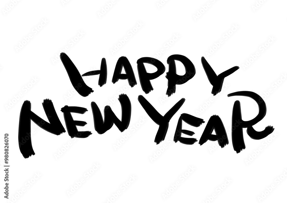 Fototapeta premium お正月のあいさつ 手書きペン文字 HAPPY NEW YEAR あけましておめでとう 年賀