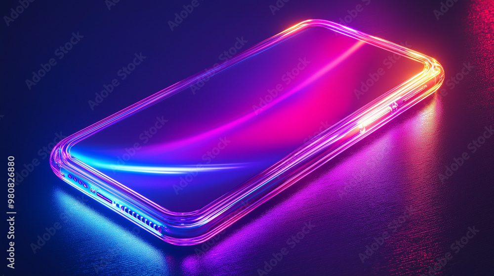 3D icon of a mobile phone in holographic style 3D icon of a mobile phone in holographic style