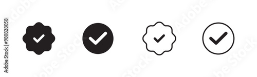 Verified badge icon tick symbol vector approved check mark icon.