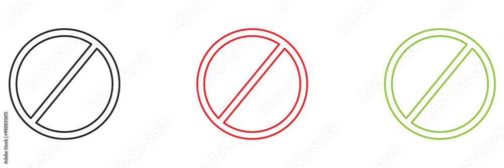 Ban isolated icon, blocked linear icon, block outline vector icon with editable stroke Ban isolated icon, blocked linear icon, block outline vector icon with editable stroke