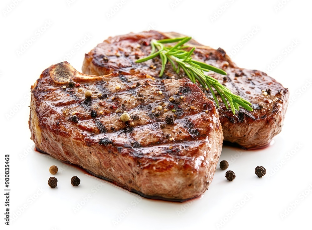 Grilled steak with rosemary garnish Grilled steak with rosemary garnish