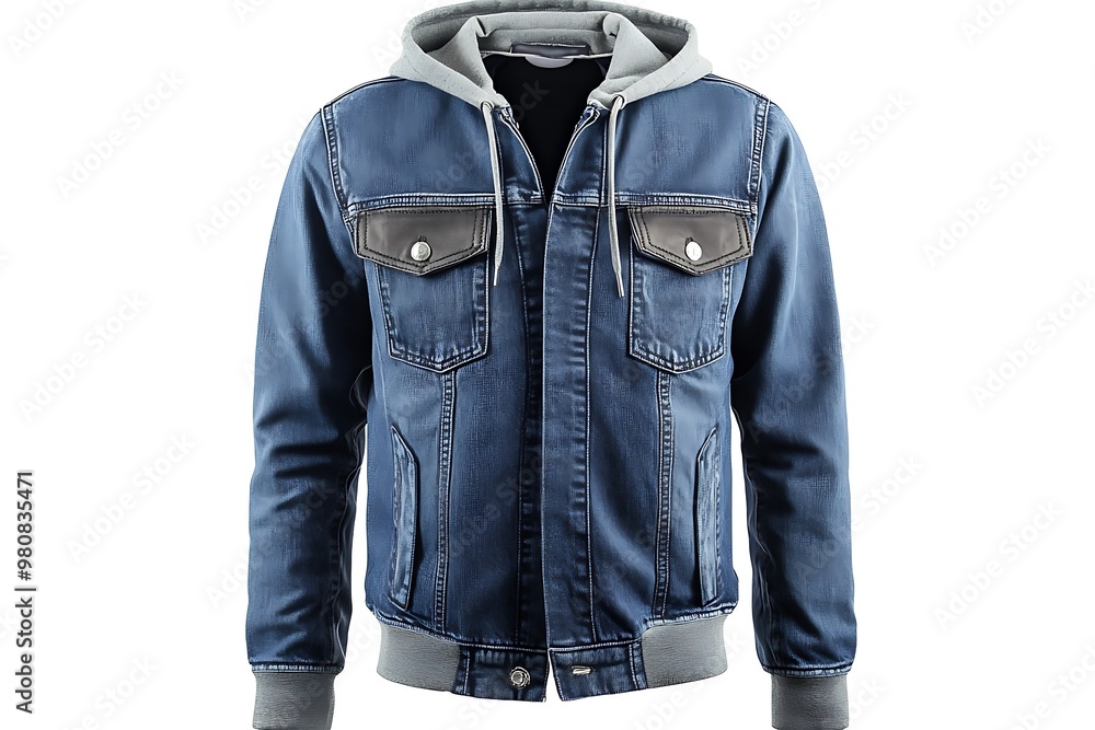 stylish denim jacket in the cool season isolated on white background stylish denim jacket in the cool season isolated on white background