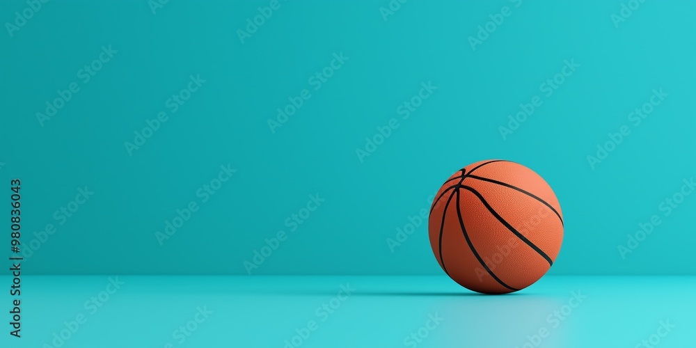 A basketball is sitting on a blue background. The ball is orange and has a black stripe. The blue background gives the image a calm and peaceful mood A basketball is sitting on a blue background. The ball is orange and has a black stripe. The blue background gives the image a calm and peaceful mood