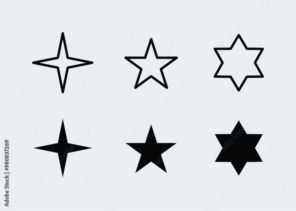 Star shape icon set editable design stock illustration Star shape icon set editable design stock illustration