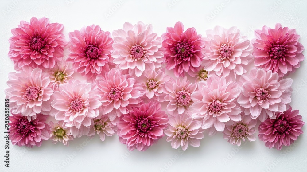 Fototapeta premium Delicate pink flower with layered petals arranged on a white background as a decorative piece
