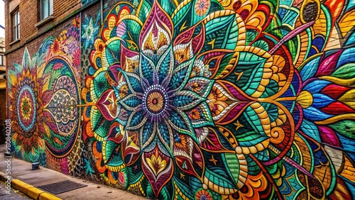 Wallpaper Mural Vibrant street art with ornate patterns and tangled lines creates a mesmerizing visual effect in this close-up shot of a colorful graffiti masterpiece. Torontodigital.ca