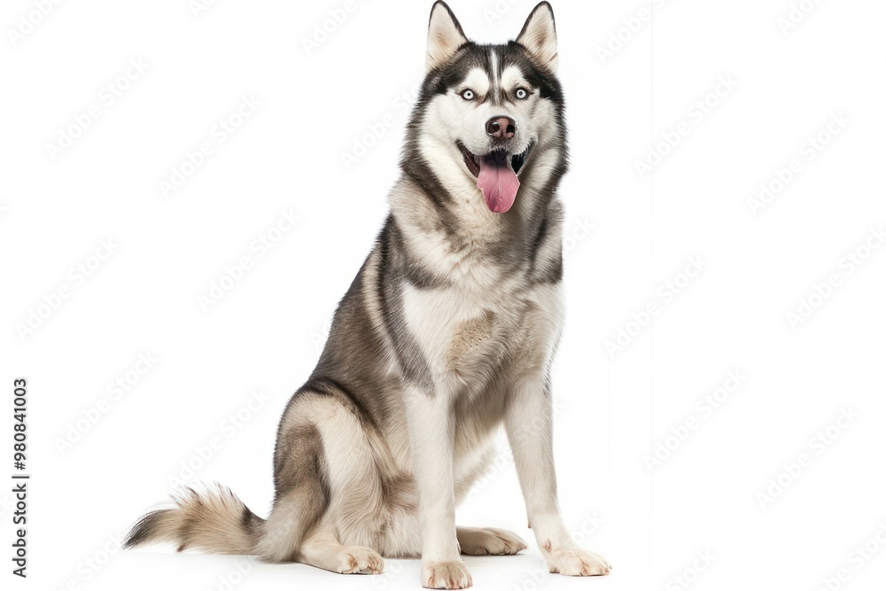Fototapeta premium Siberian husky sitting mammal animal.