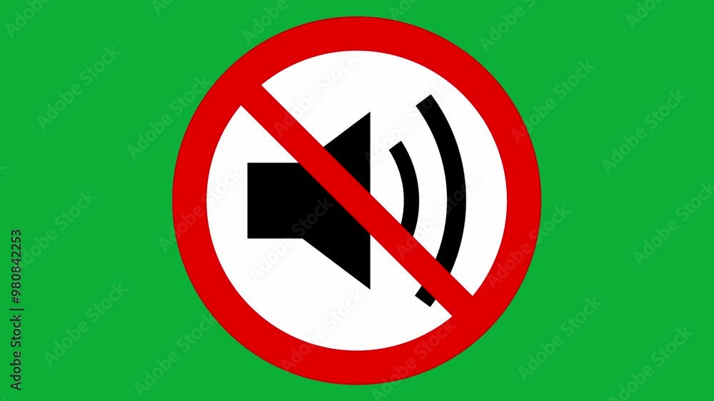 No music sign on green screen No music sign on green screen
