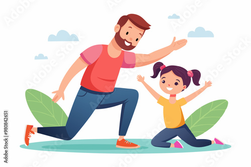 Family exercise and sports time VECTOR ILLUSTRATION