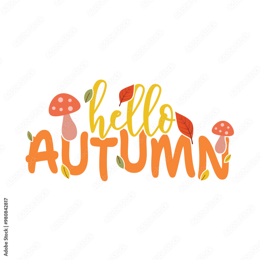 Autumn vibes. A seasonal square template with a motivational quote and a minimalist style. Hand-drawn lettering. Autumn design for banners, posters, cards, invitations. Vector illustration.