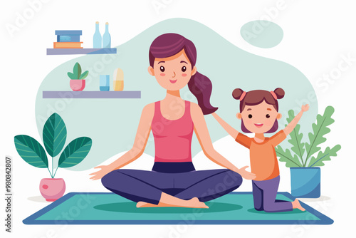 Family exercise and sports time VECTOR ILLUSTRATION