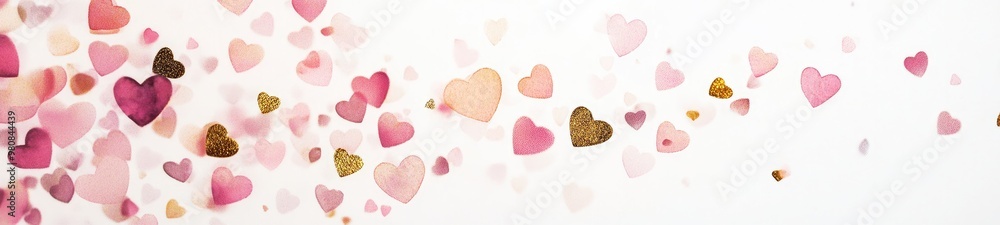 Watercolor Frame with Pink and Gold Hearts Watercolor Frame with Pink and Gold Hearts