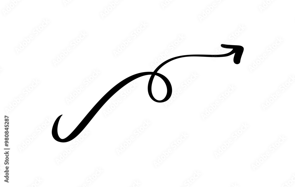 Spiral Curved Arrow Vector Illustration. hand drawn on white background Spiral Curved Arrow Vector Illustration. hand drawn on white background