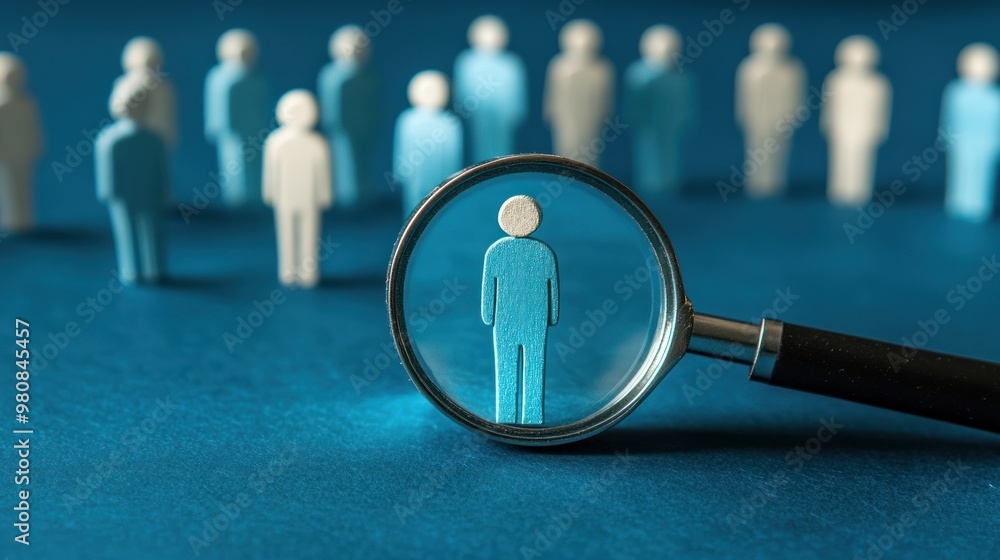custom made wallpaper toronto digitalMagnifying glass centered on white figure, blue figures around