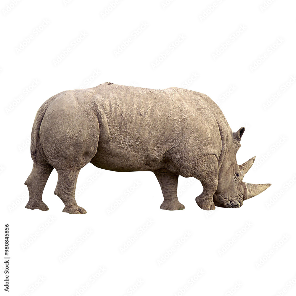 Isolated rhinoceros on white background. Isolated rhinoceros on white background.