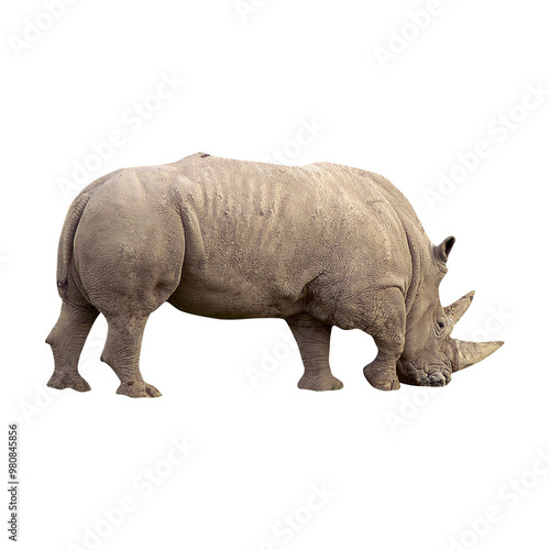 Isolated rhinoceros on white background.